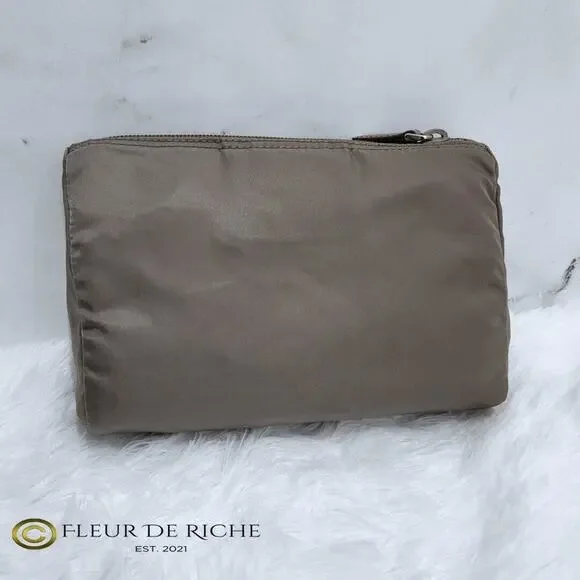 Prada Necessaire Tessuto Nylon Small Toiletry Clutch Case Gray Argilla 1NA011 - Picture 5 of 13